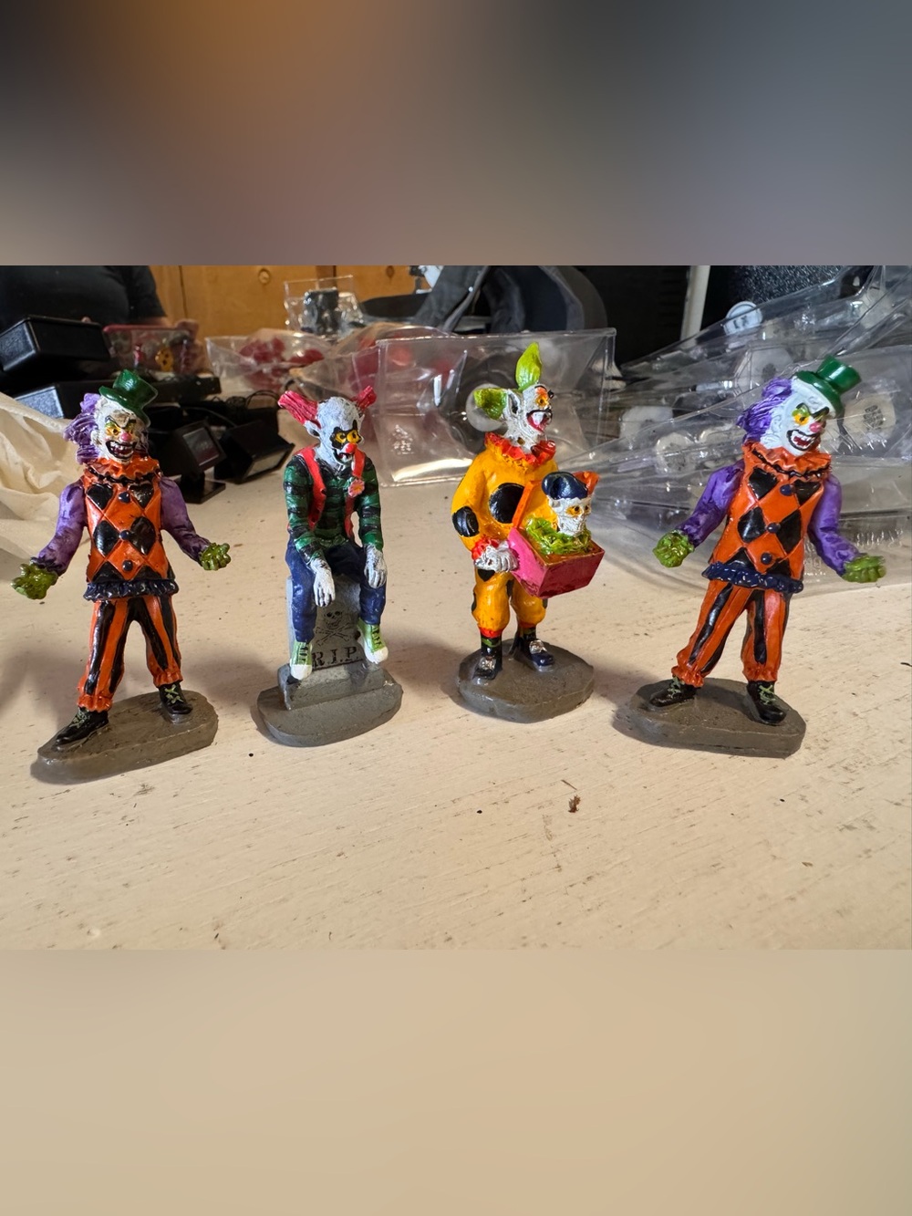 Lemax Orange and Green Clown Quartet Holiday Figurines